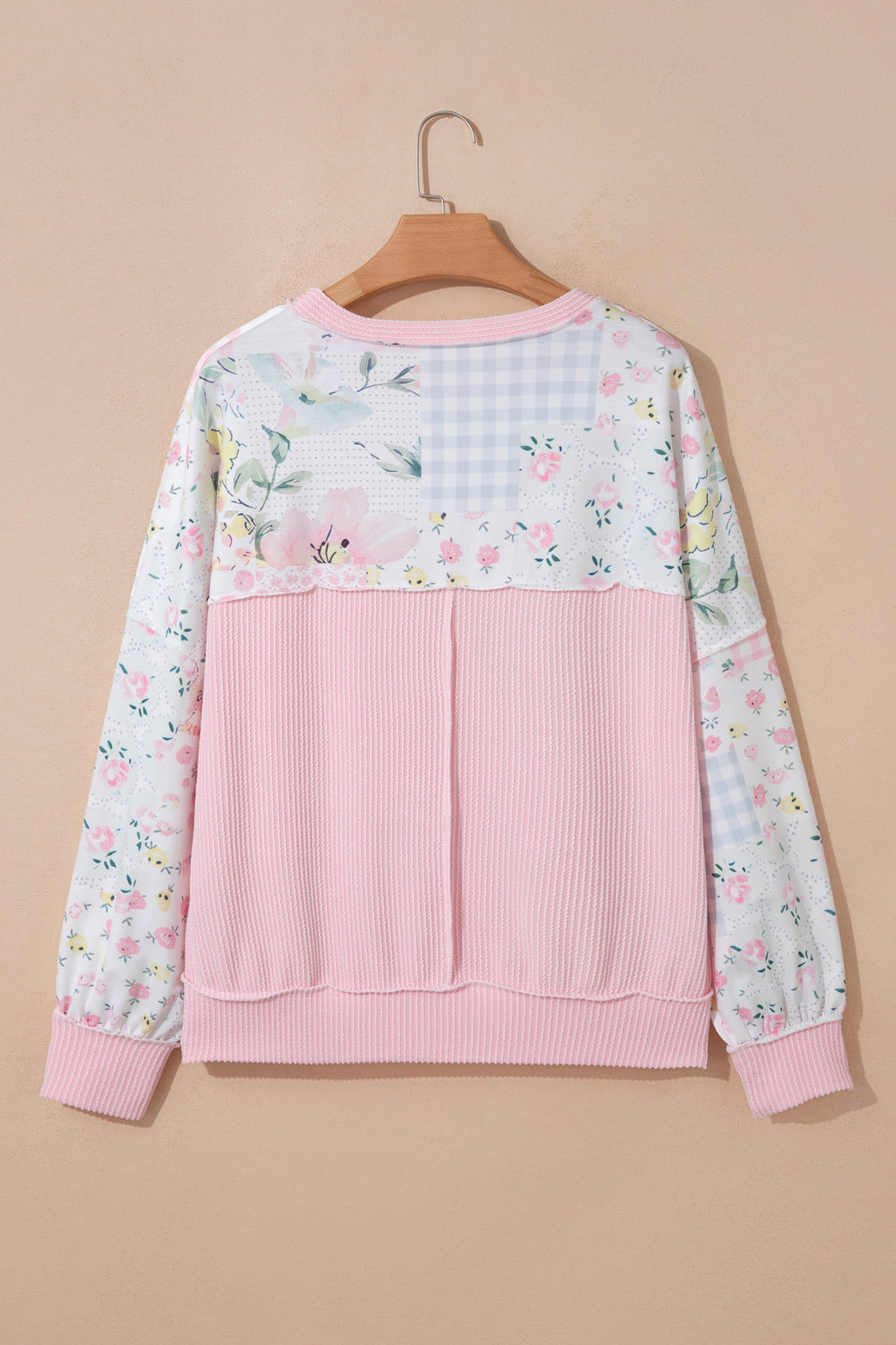 Floral Print Patchwork Long Sleeve Top
