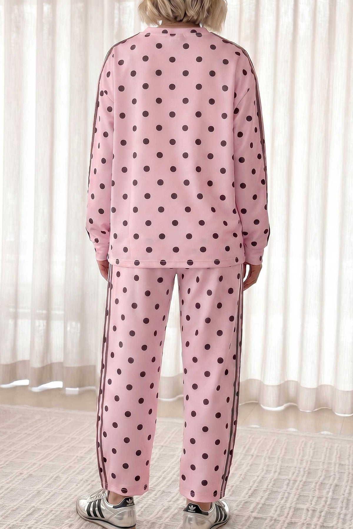 Polka Dot Side Stripe Pant Set (2 Colors Available)