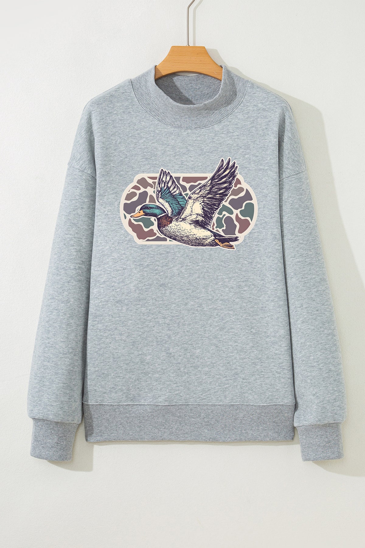 Mallard Duck Camouflage Mock Neck Sweatshirt