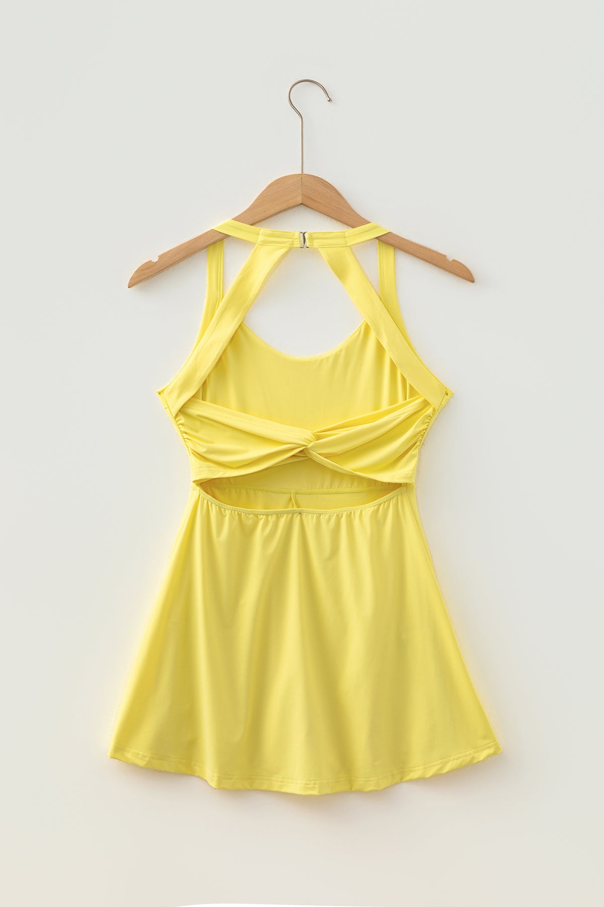 Halter Neck Cutout Back Active Dress with Built-In Shorts