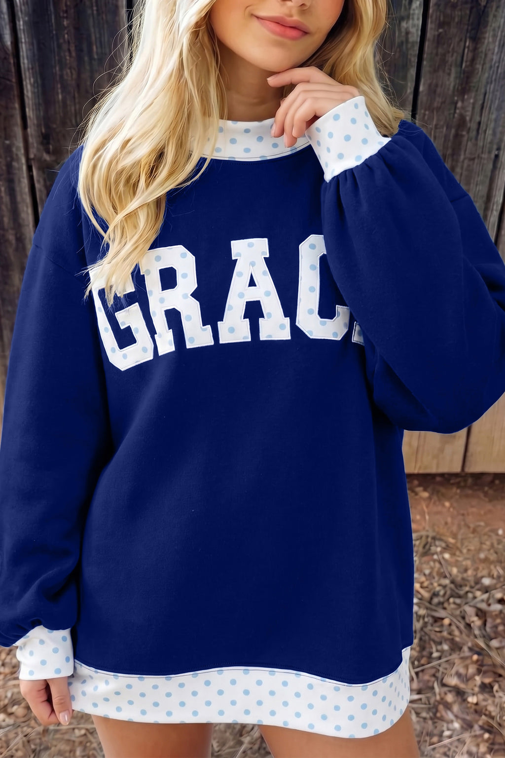 Polka Dot Grace, Blessed & Faith Baggy Sweatshirt (3 Options Available)