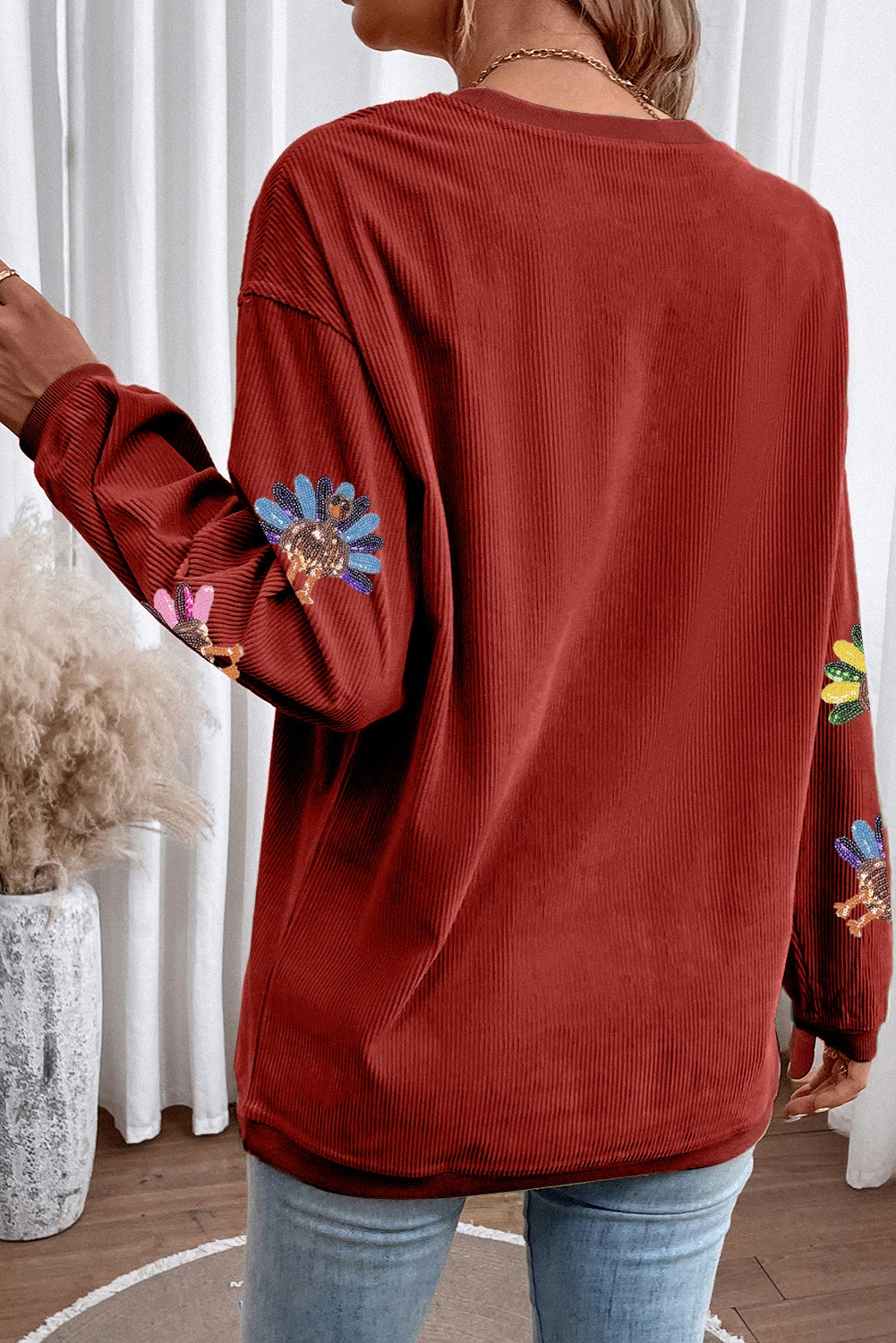 Turkey Graphic Corded Sweatshirt (4 Colors Available)
