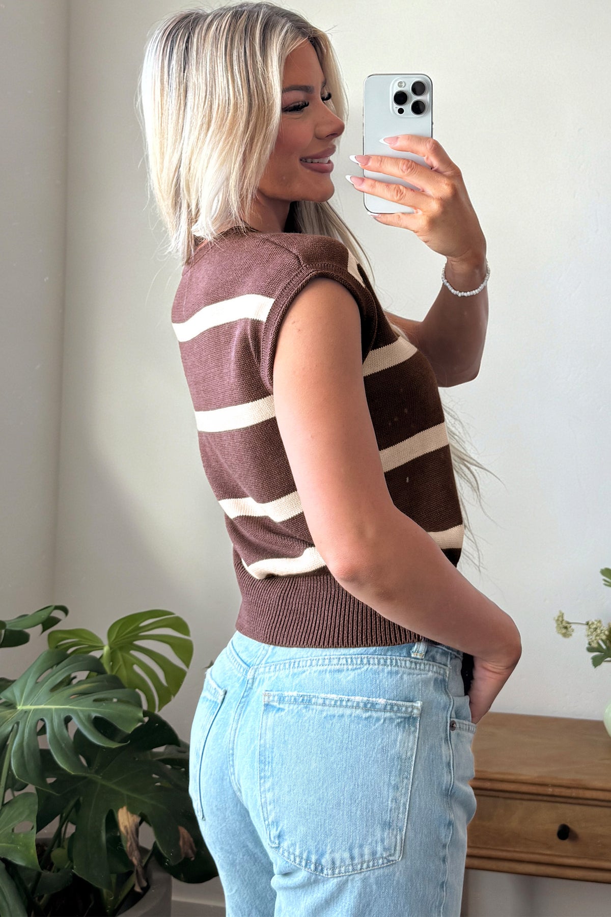 Striped Knit Cap Sleeve Sweater (3 Colors Available)