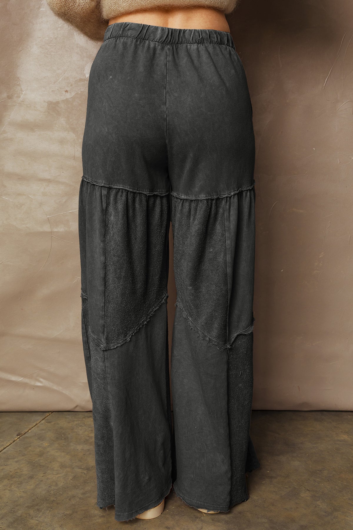 Mineral Wash Patchwork Wide Leg Pants (3 Colors Available)