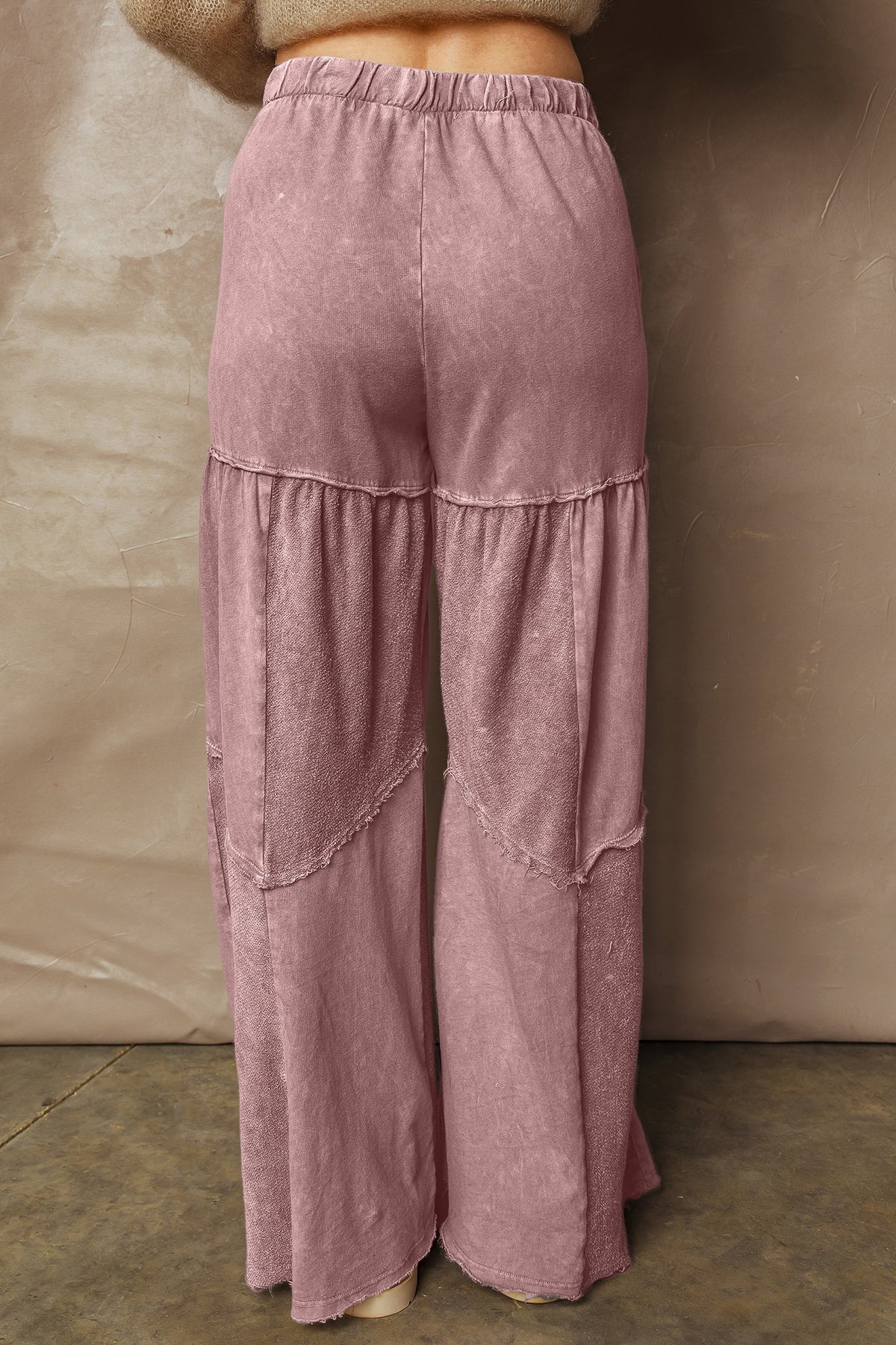 Mineral Wash Patchwork Wide Leg Pants (3 Colors Available)