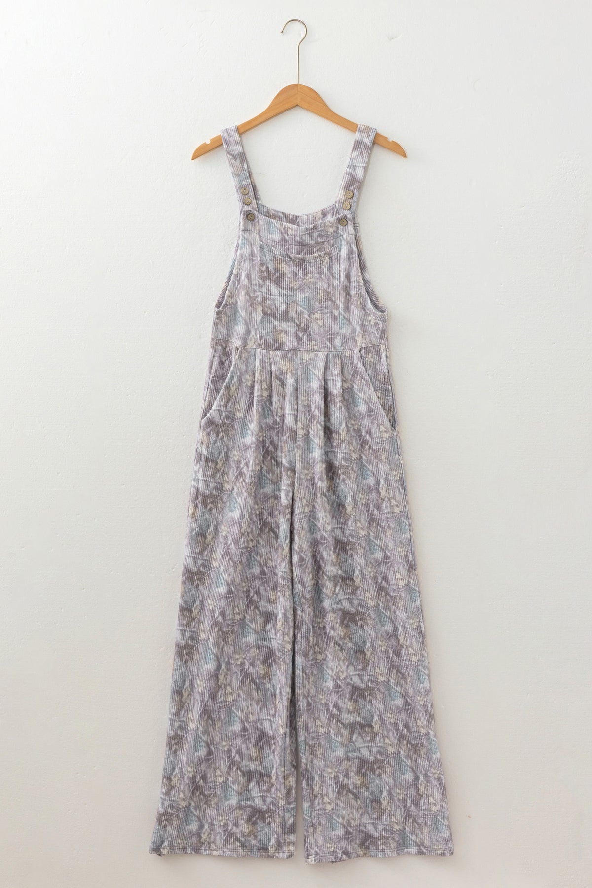 Brown Camouflage Ribbed Full-Length Jumpsuit