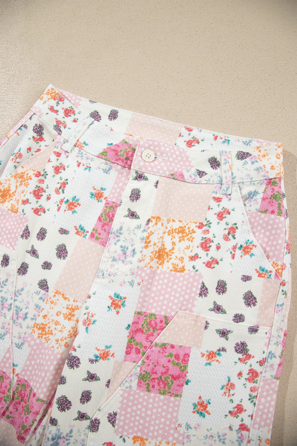 Floral Patchwork Wide Leg Jeans