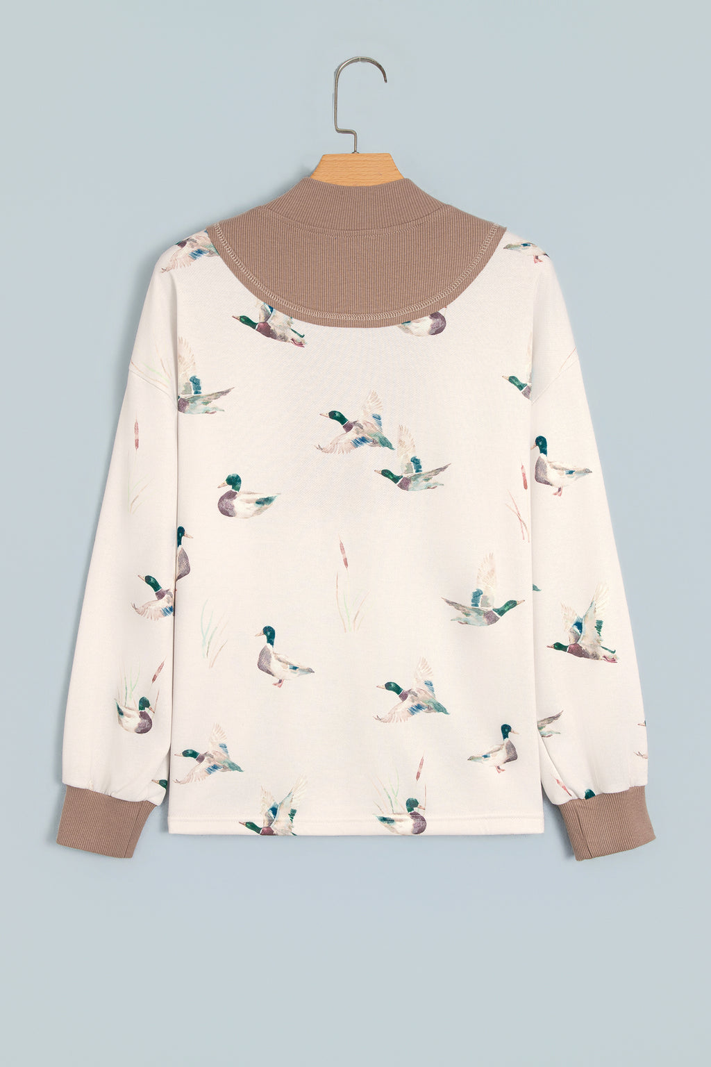 Mallard Color Block Patchwork Zip Neck Tunic