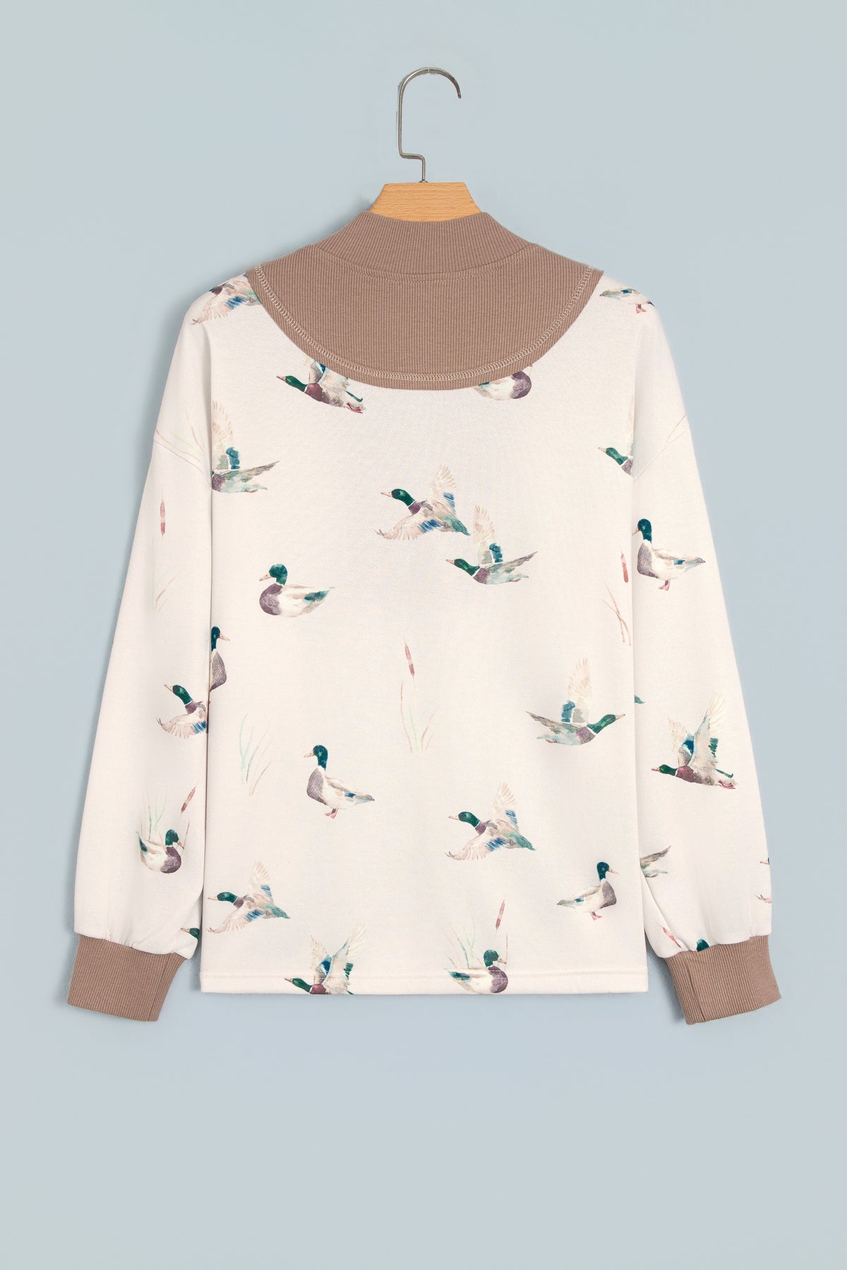 Mallard Color Block Patchwork Zip Neck Tunic