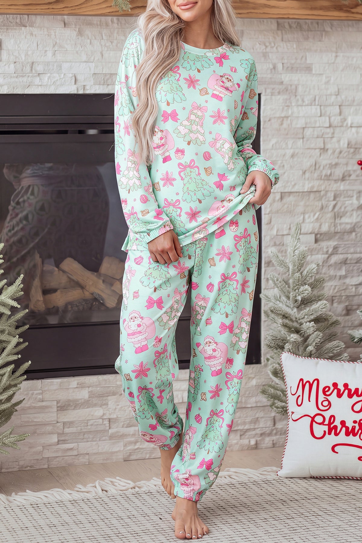 Green Abstract Christmas Lounge Set