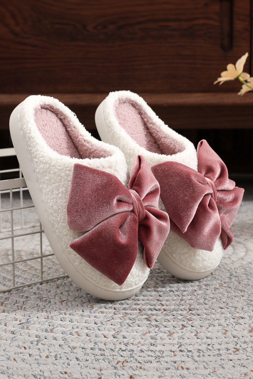 Pink Bow House Slippers