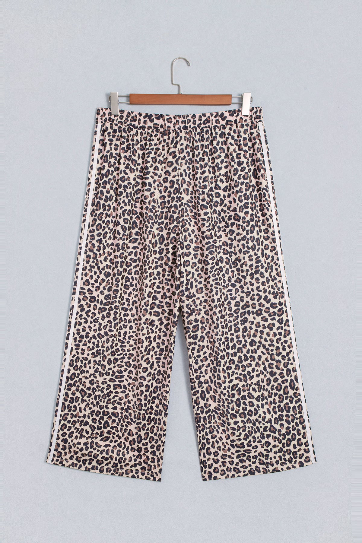 Leopard Print Wide Leg Plus Size Pants